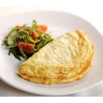 Bagel on park plain omelet